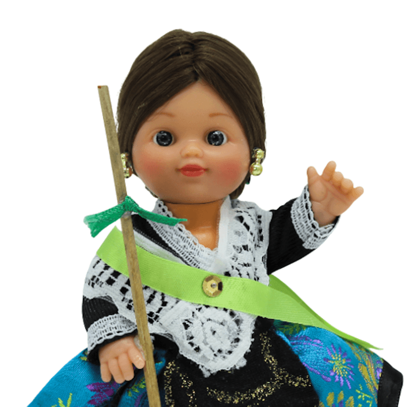 Set De Ropa Para Muñeca Folk Artesanía – Vestido Verde Estampado, Sombrero De Paja Y Calcetines – Válido Para Muñecas De 40-41 Cm – Edición Limitada