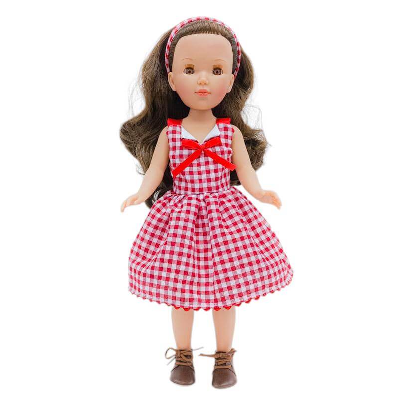 Muñeca Pepa's Folk Artesanía original 41 cm. vestido cuadros